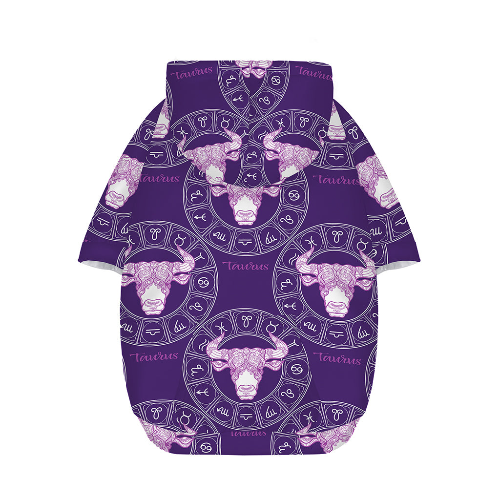 Purple Taurus Zodiac Pattern Print Dog Zip Up Hoodie