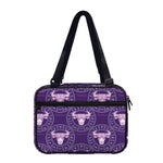 Purple Taurus Zodiac Pattern Print Double Strap Bible Bag