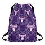 Purple Taurus Zodiac Pattern Print Drawstring Backpack