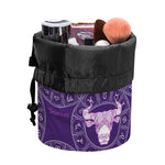 Purple Taurus Zodiac Pattern Print Drawstring Makeup Bag