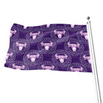 Purple Taurus Zodiac Pattern Print Flag