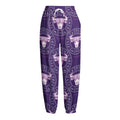 Purple Taurus Zodiac Pattern Print Fleece Lined Knit Pants