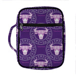 Purple Taurus Zodiac Pattern Print Front Pocket Bible Bag