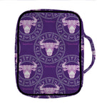 Purple Taurus Zodiac Pattern Print Front Pocket Bible Bag
