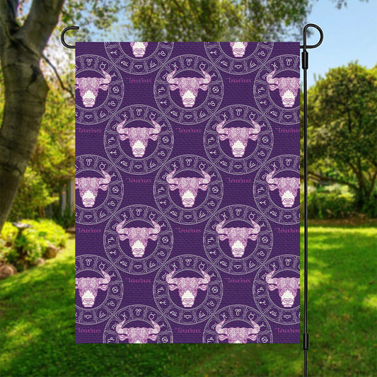Purple Taurus Zodiac Pattern Print Garden Flag