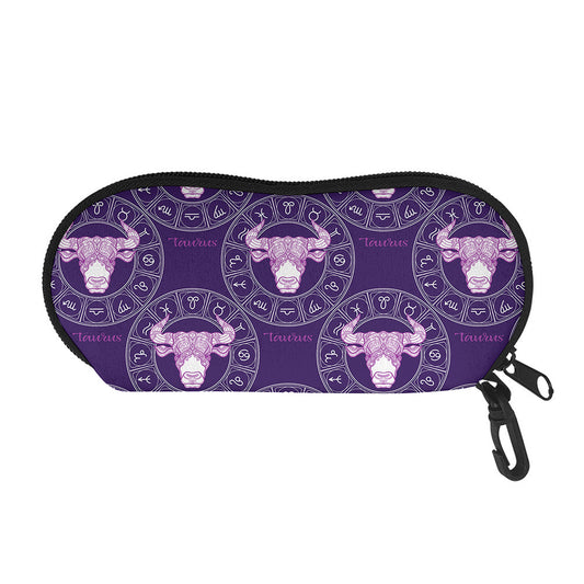 Purple Taurus Zodiac Pattern Print Glasses Case