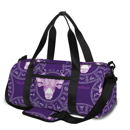 Purple Taurus Zodiac Pattern Print Gym Bag