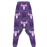 Purple Taurus Zodiac Pattern Print Hammer Pants