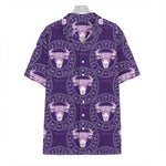 Purple Taurus Zodiac Pattern Print Hawaiian Shirt