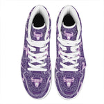 Purple Taurus Zodiac Pattern Print High Top Leather Sneakers