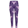 Purple Taurus Zodiac Pattern Print High-Waisted Pocket Leggings