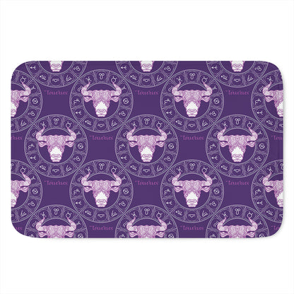 Purple Taurus Zodiac Pattern Print Indoor Door Mat