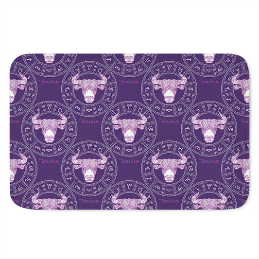 Purple Taurus Zodiac Pattern Print Indoor Door Mat