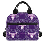 Purple Taurus Zodiac Pattern Print Insulated Lunch Bag