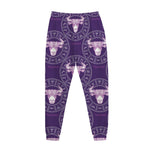 Purple Taurus Zodiac Pattern Print Jogger Pants