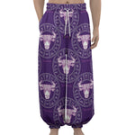 Purple Taurus Zodiac Pattern Print Lantern Pants