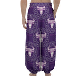 Purple Taurus Zodiac Pattern Print Lantern Pants