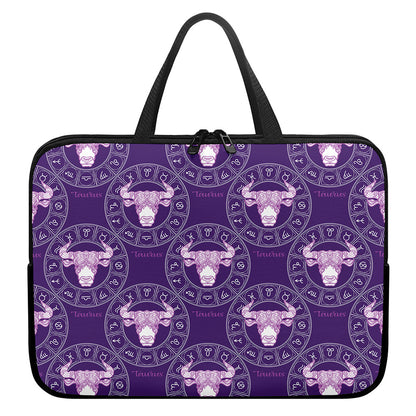 Purple Taurus Zodiac Pattern Print Laptop Sleeve With Handle