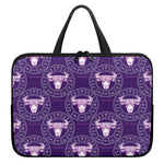 Purple Taurus Zodiac Pattern Print Laptop Sleeve With Handle