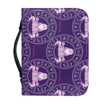 Purple Taurus Zodiac Pattern Print Leather Bible Cover