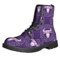 Purple Taurus Zodiac Pattern Print Lace-Up Boots