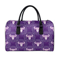 Purple Taurus Zodiac Pattern Print Leather Duffel Bag