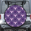 Purple Taurus Zodiac Pattern Print Leather Spare Tire Cover