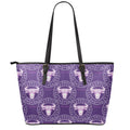 Purple Taurus Zodiac Pattern Print Leather Tote Bag With Zipper