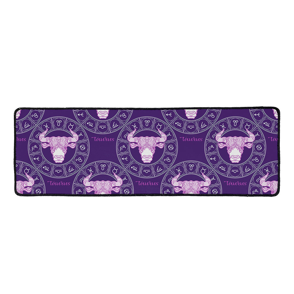 Purple Taurus Zodiac Pattern Print Long Kitchen Mat