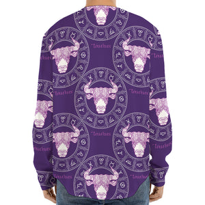 Purple Taurus Zodiac Pattern Print Long Sleeve Baseball Jersey