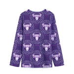 Purple Taurus Zodiac Pattern Print Long Sleeve Short Coat