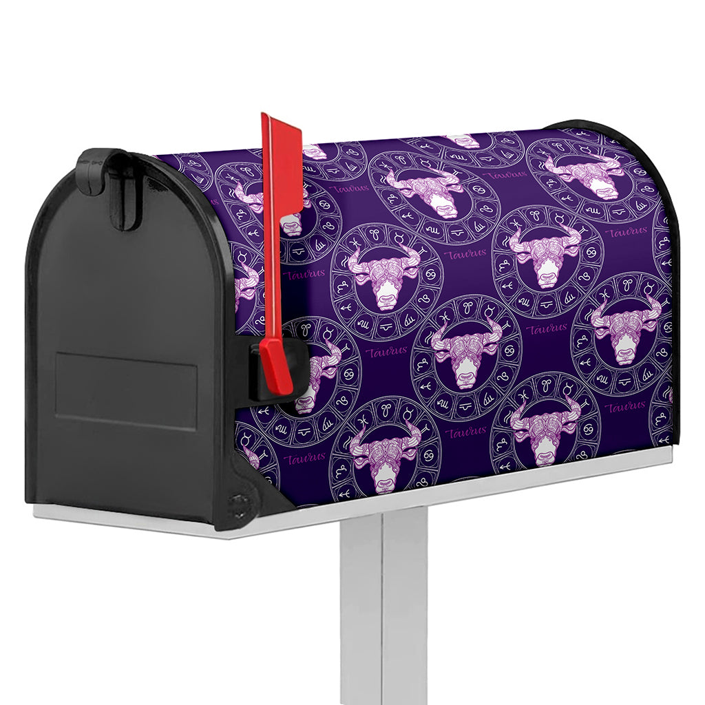 Purple Taurus Zodiac Pattern Print Mailbox Cover