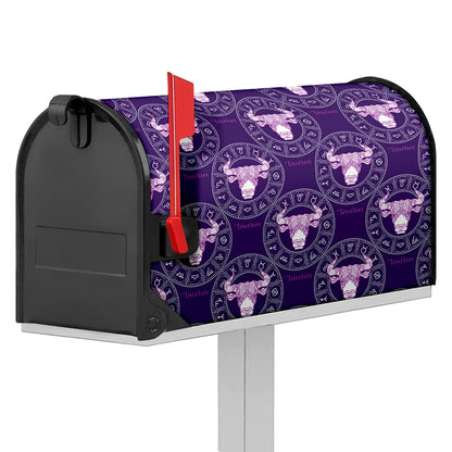 Purple Taurus Zodiac Pattern Print Mailbox Cover