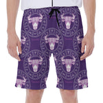 Purple Taurus Zodiac Pattern Print Men's Beach Shorts