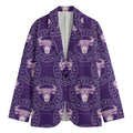 Purple Taurus Zodiac Pattern Print Men's Blazer