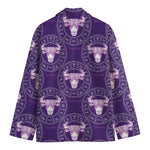 Purple Taurus Zodiac Pattern Print Men's Blazer
