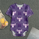 Purple Taurus Zodiac Pattern Print Men's Bodysuit