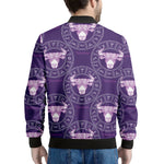 Purple Taurus Zodiac Pattern Print Men's Bomber Jacket