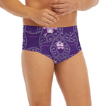 Purple Taurus Zodiac Pattern Print Men's Briefs