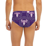 Purple Taurus Zodiac Pattern Print Men's Briefs