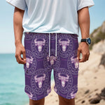 Purple Taurus Zodiac Pattern Print Men's Cargo Shorts