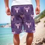 Purple Taurus Zodiac Pattern Print Men's Cargo Shorts