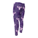 Purple Taurus Zodiac Pattern Print Men's Compression Pants