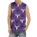 Purple Taurus Zodiac Pattern Print Men's Fitness Tank Top