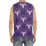 Purple Taurus Zodiac Pattern Print Men's Fitness Tank Top