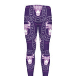 Purple Taurus Zodiac Pattern Print Men's leggings