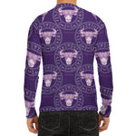 Purple Taurus Zodiac Pattern Print Men's Long Sleeve Rash Guard