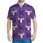 Purple Taurus Zodiac Pattern Print Men's Polo Shirt