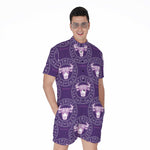 Purple Taurus Zodiac Pattern Print Men's Rompers