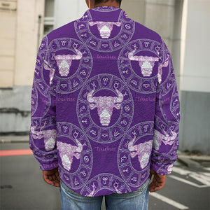 Purple Taurus Zodiac Pattern Print Men's Shirt Jacket